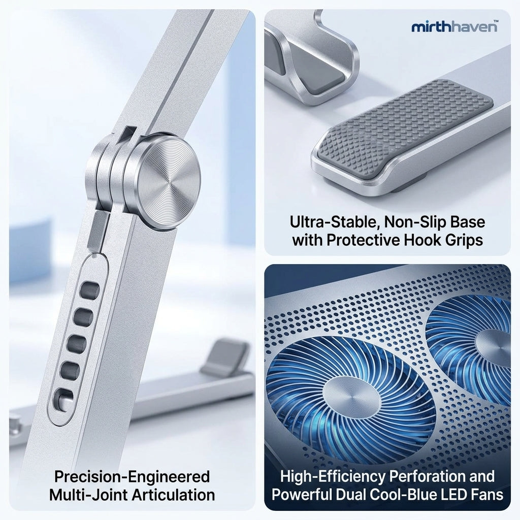 mirthhaven™ Dual-Fan Laptop Cooling Stand