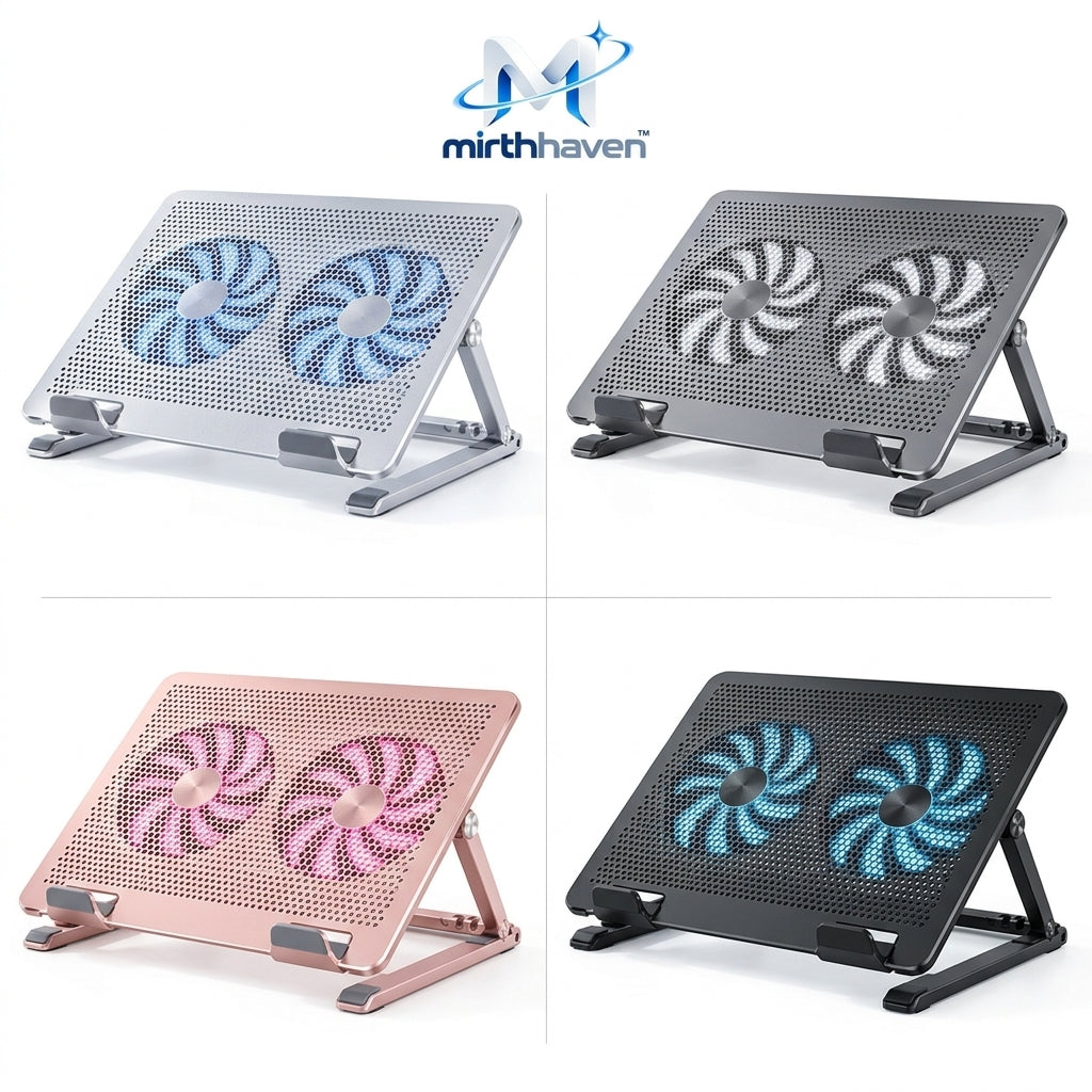 mirthhaven™ Dual-Fan Laptop Cooling Stand